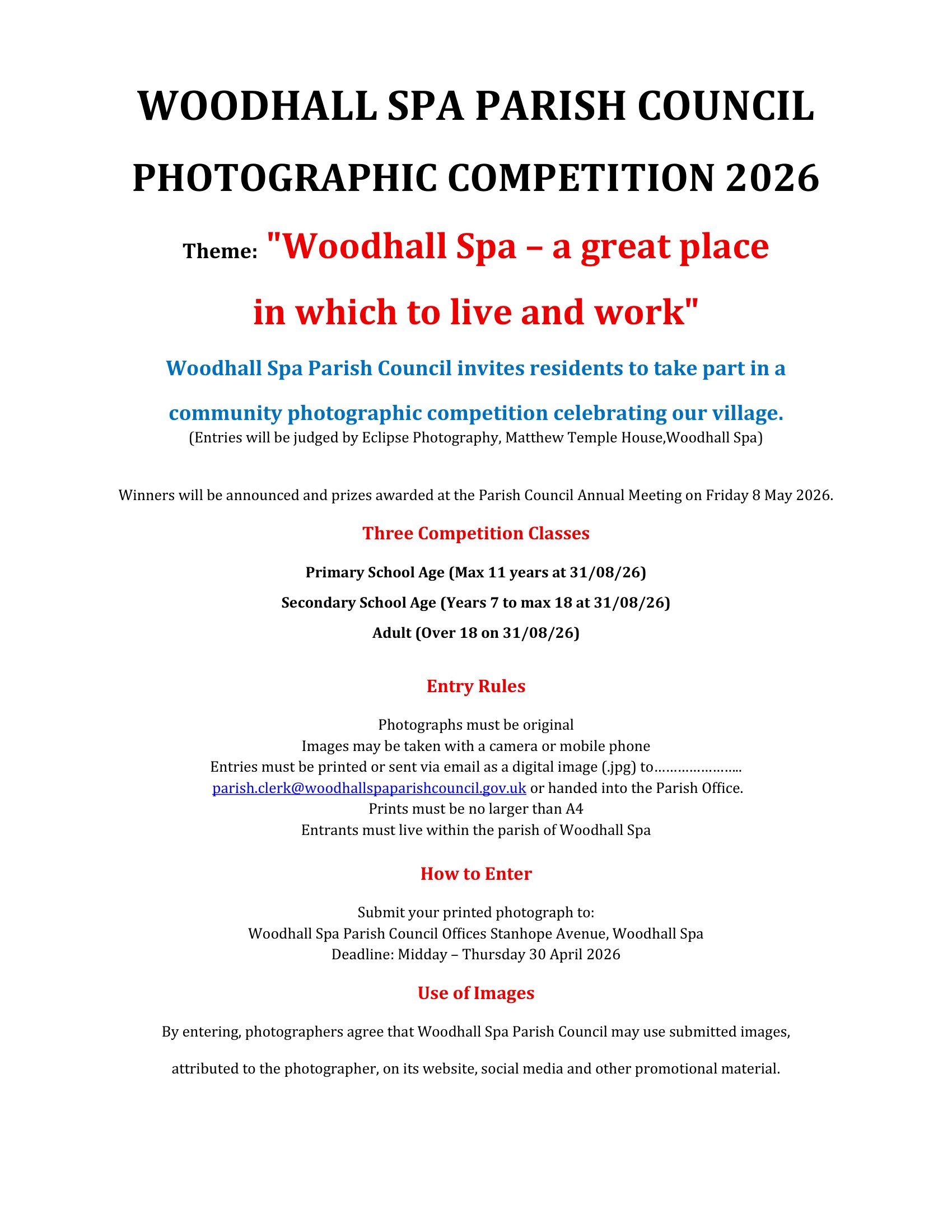 Woodhall spa photo competition poster